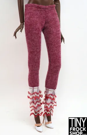 12" Fashion Doll Raspberry Leggings with Tiered Hem