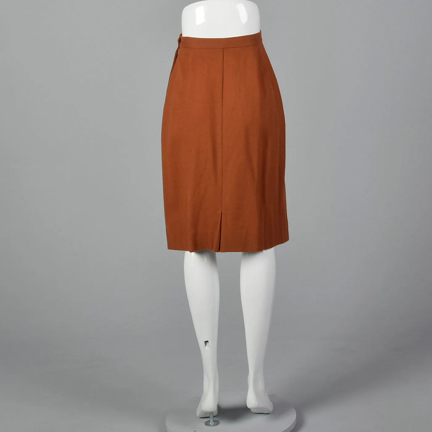 1950s Wool Pencil Skirt in Gorgeous Rust