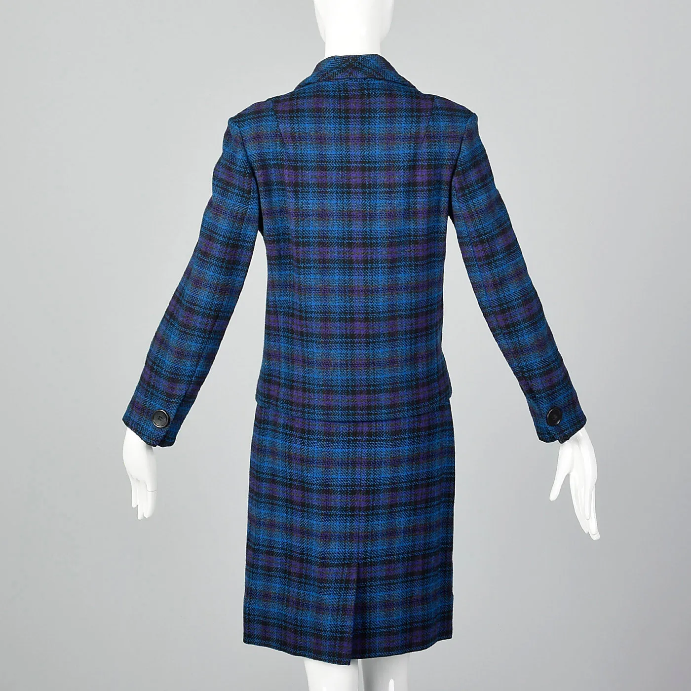 1960s Pendleton Wool Skirt Suit in Blue and Purple Plaid