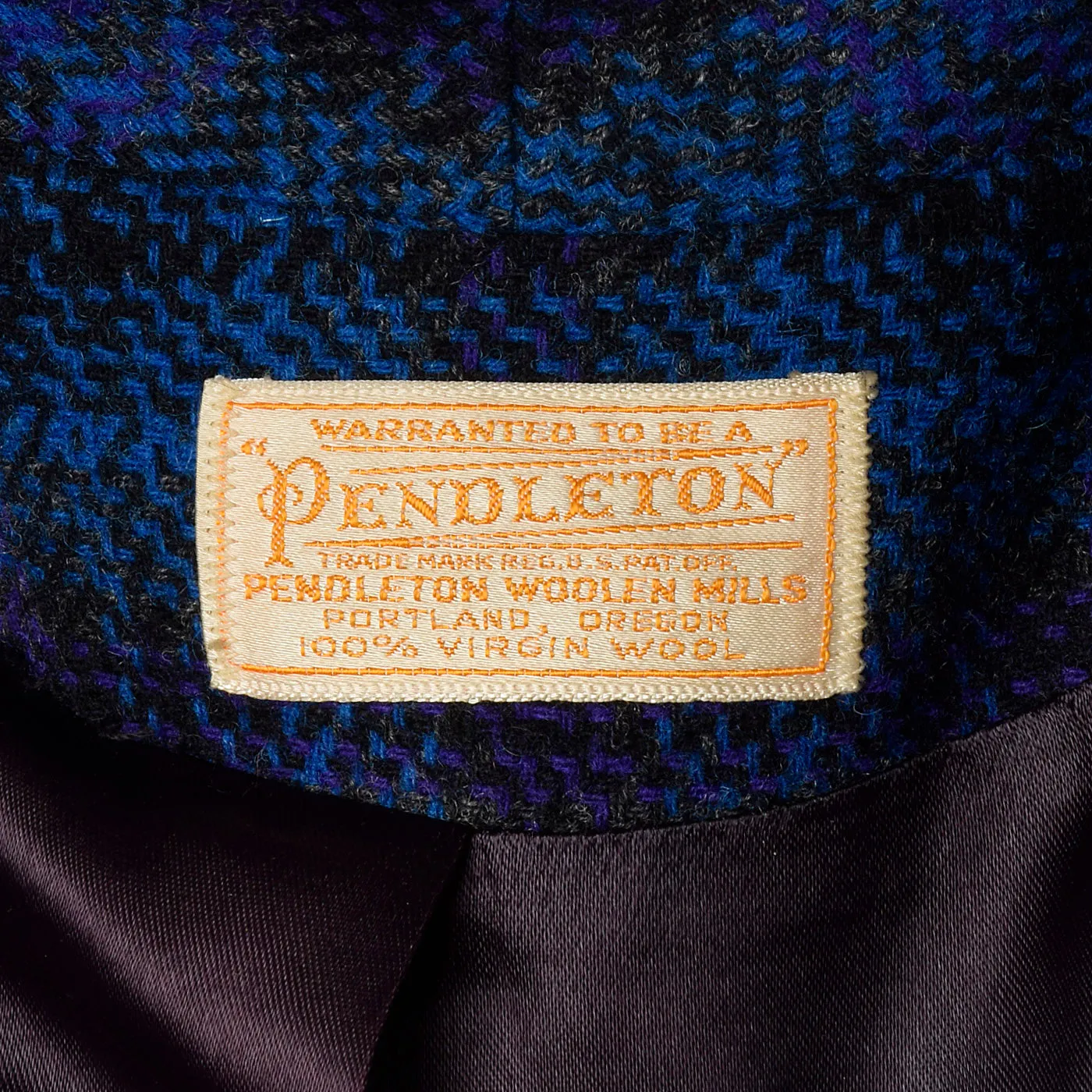 1960s Pendleton Wool Skirt Suit in Blue and Purple Plaid