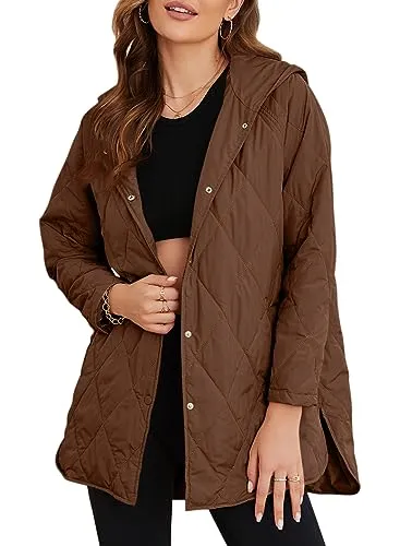 2023 Winter Coat for Women Diamond Quilted Hooded Lightweight Jackets