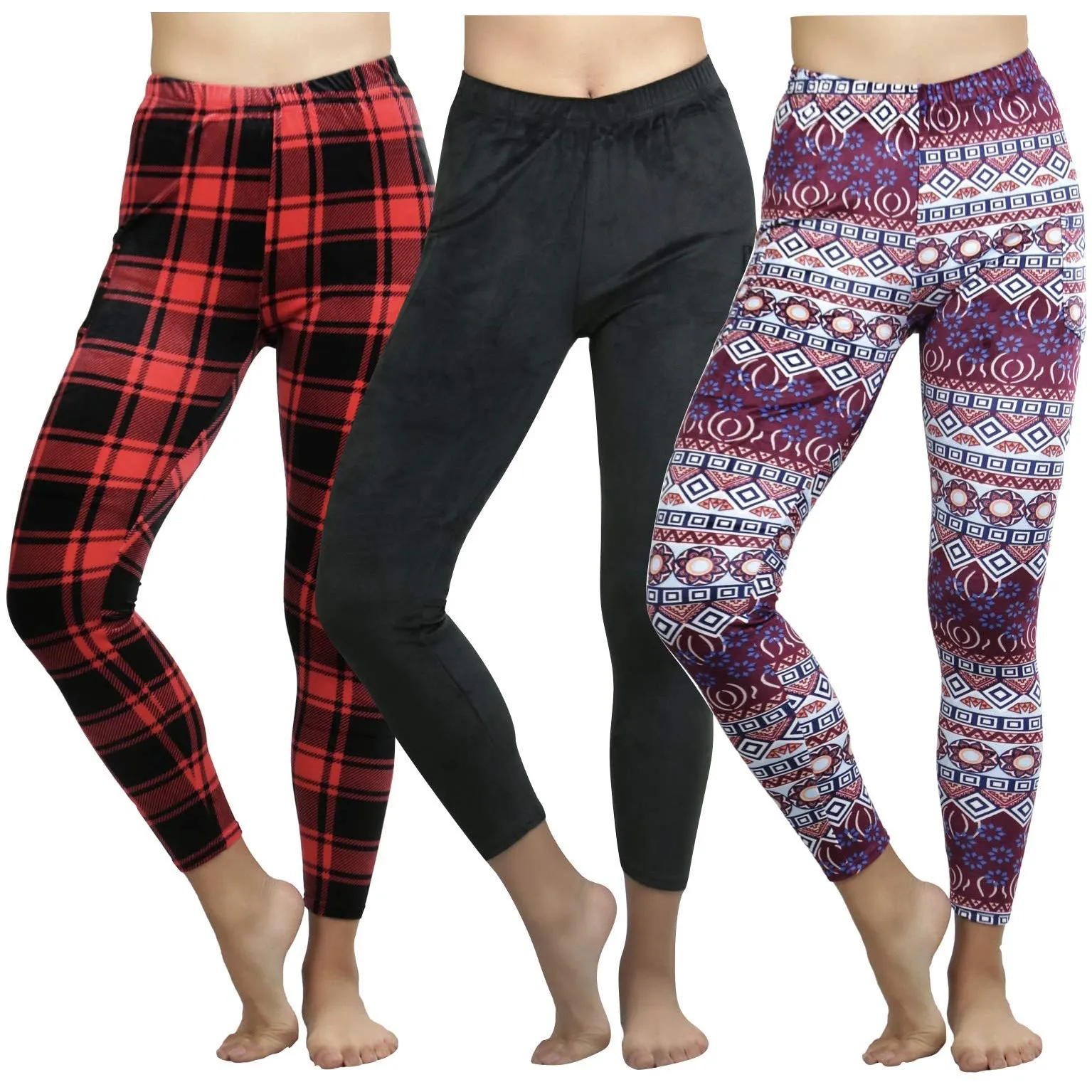 3-Pack: ToBeInStyle Women's Ultra Soft Velour Leggings