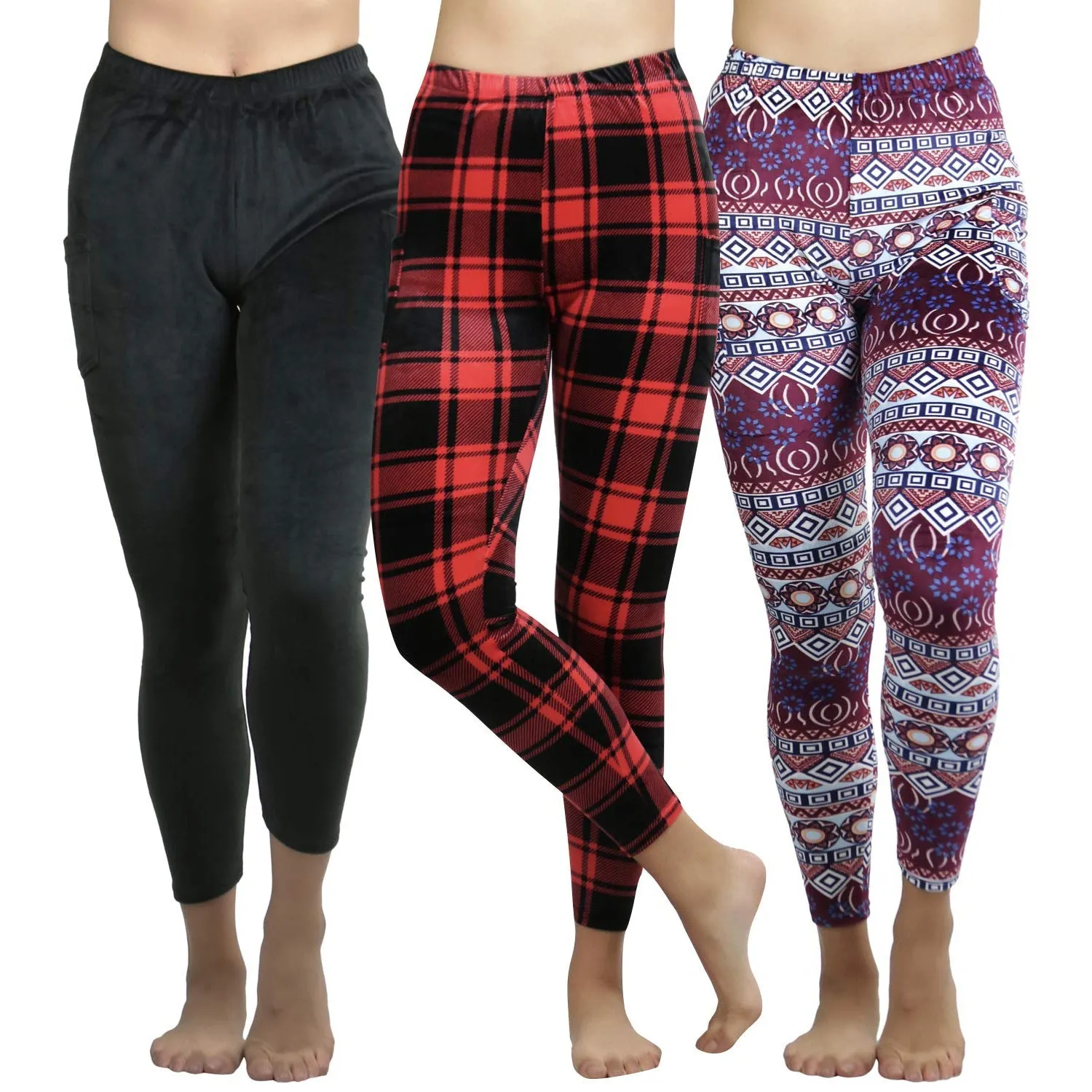 3-Pack: ToBeInStyle Women's Ultra Soft Velour Leggings