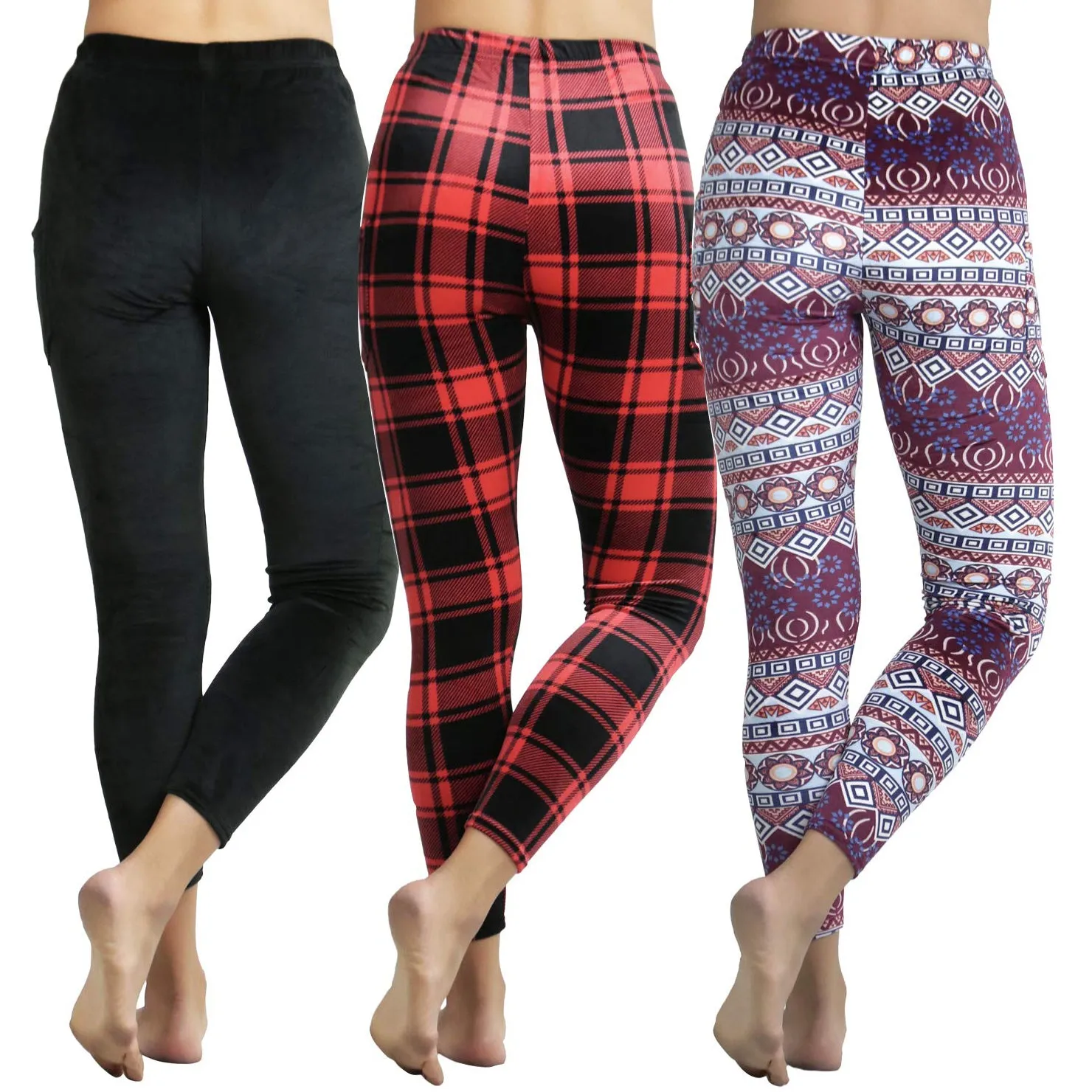 3-Pack: ToBeInStyle Women's Ultra Soft Velour Leggings