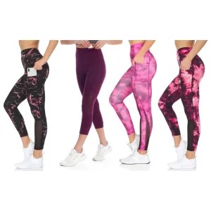 4-Pack: Women's Active High Waist Leggings With Mesh & Pockets