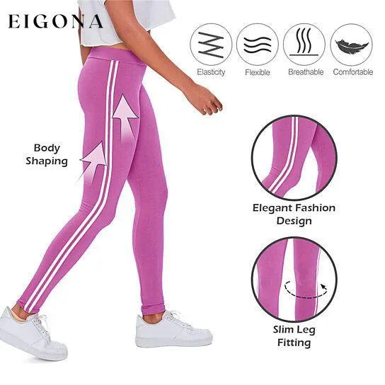 4-Pack: Women's Ultra-Soft Striped Yoga Leggings