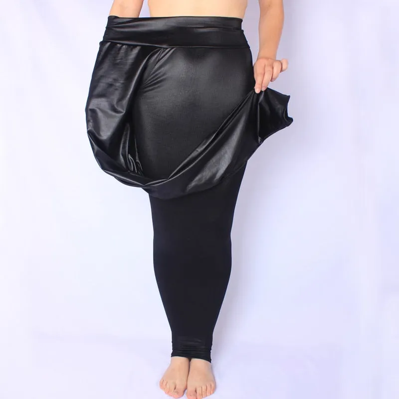 6XL Black Faux Leather Leggings Plus Size Women