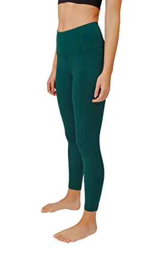 90 Degree By Reflex Power Flex Yoga Pants - High Waist Squat Proof Ankle Leggings with Pockets for Women - Emerald - Small