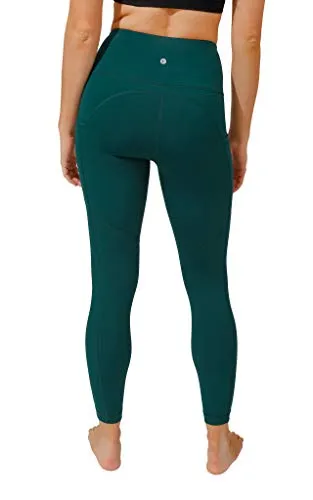 90 Degree By Reflex Power Flex Yoga Pants - High Waist Squat Proof Ankle Leggings with Pockets for Women - Emerald - Small