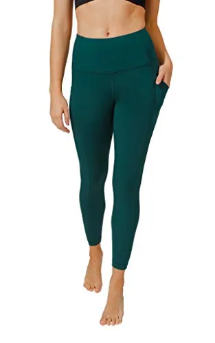 90 Degree By Reflex Power Flex Yoga Pants - High Waist Squat Proof Ankle Leggings with Pockets for Women - Emerald - Small