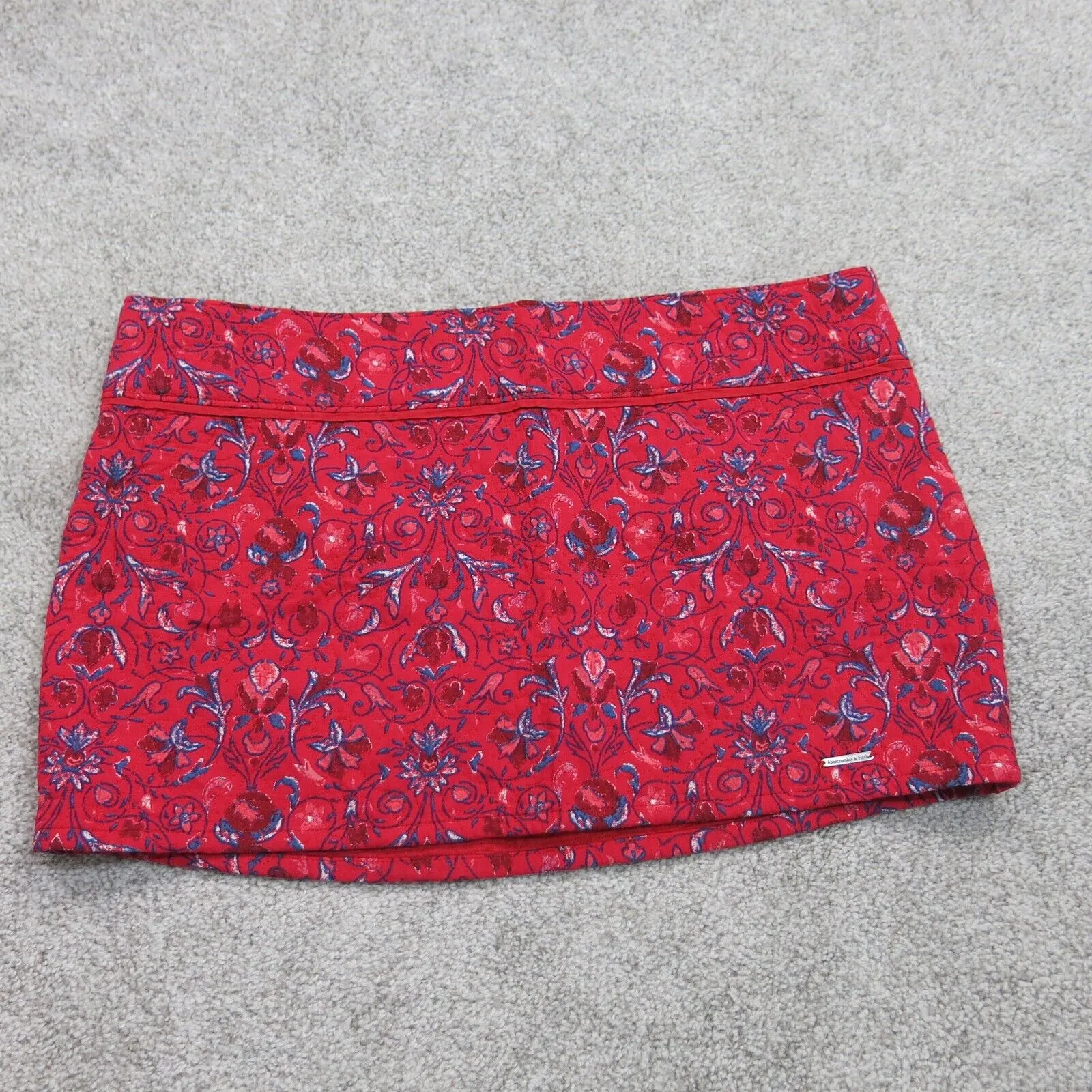 Abercrombie & Fitch Womens Floral Straight & Pencil Skirt Pocket Logo Red SZ 10