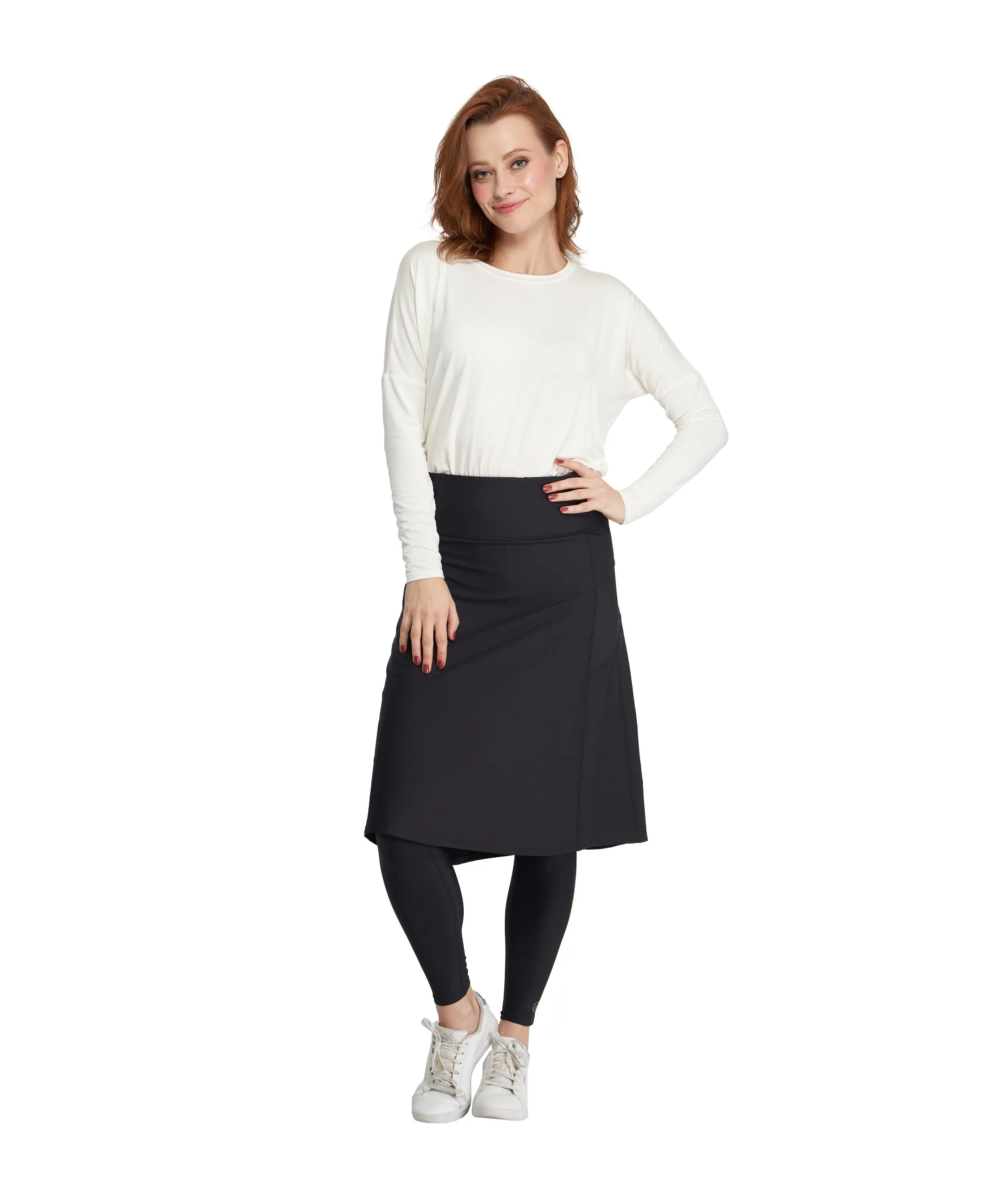 Activewear Aline Skirt Attached to Leggings, Black