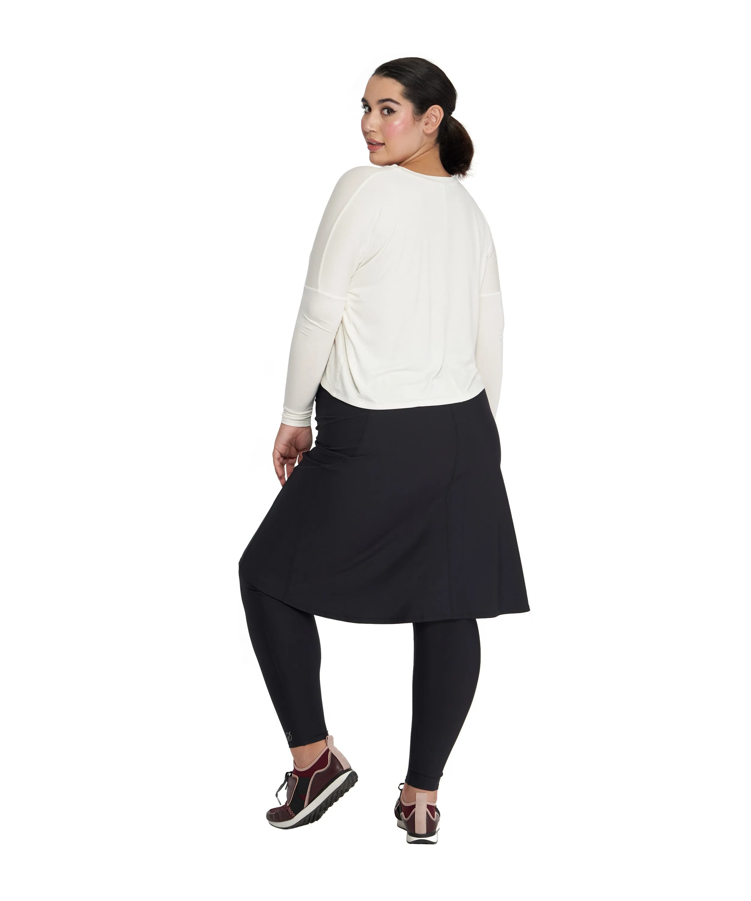 Activewear Aline Skirt Attached to Leggings, Black