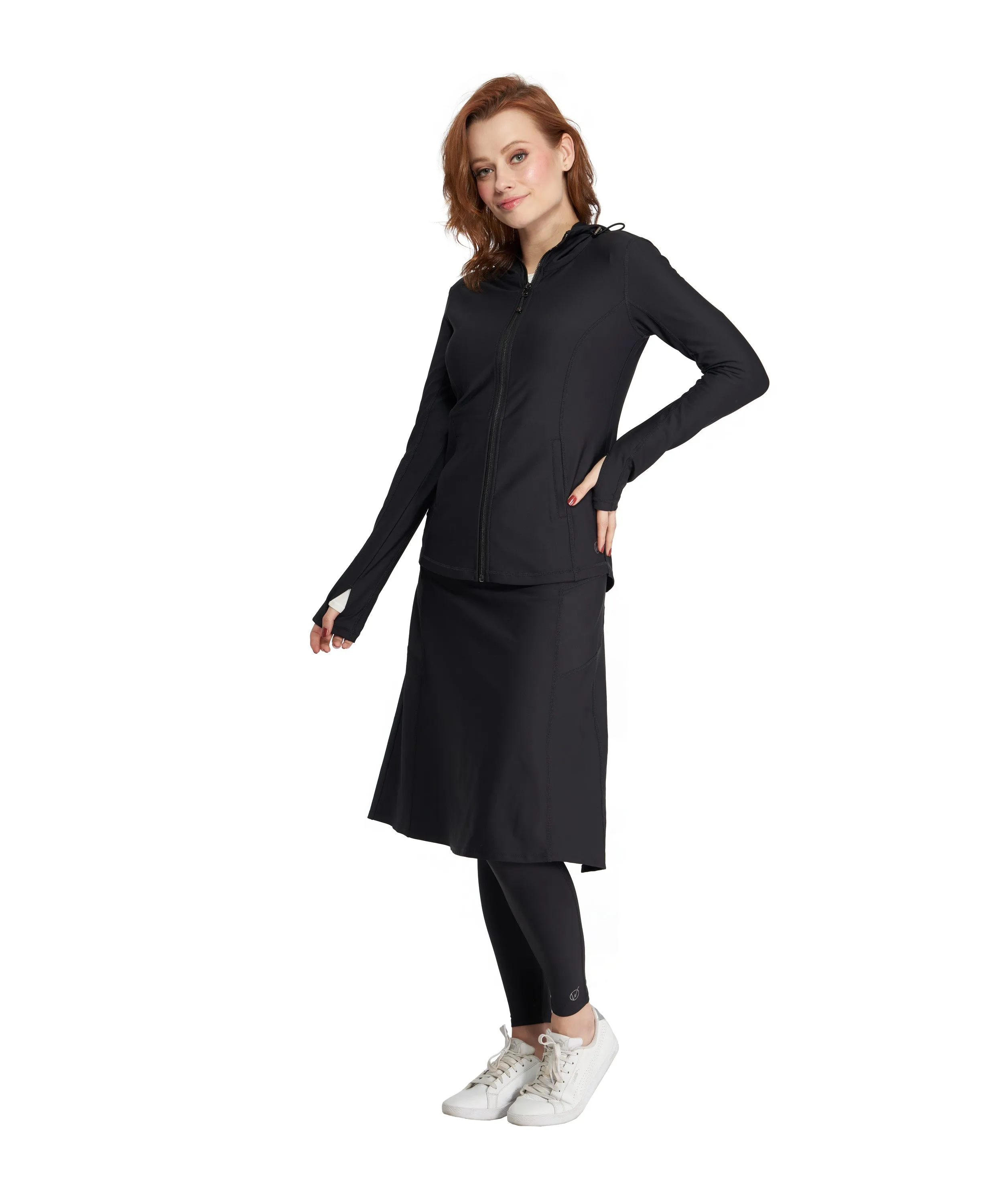 Activewear Aline Skirt Attached to Leggings, Black