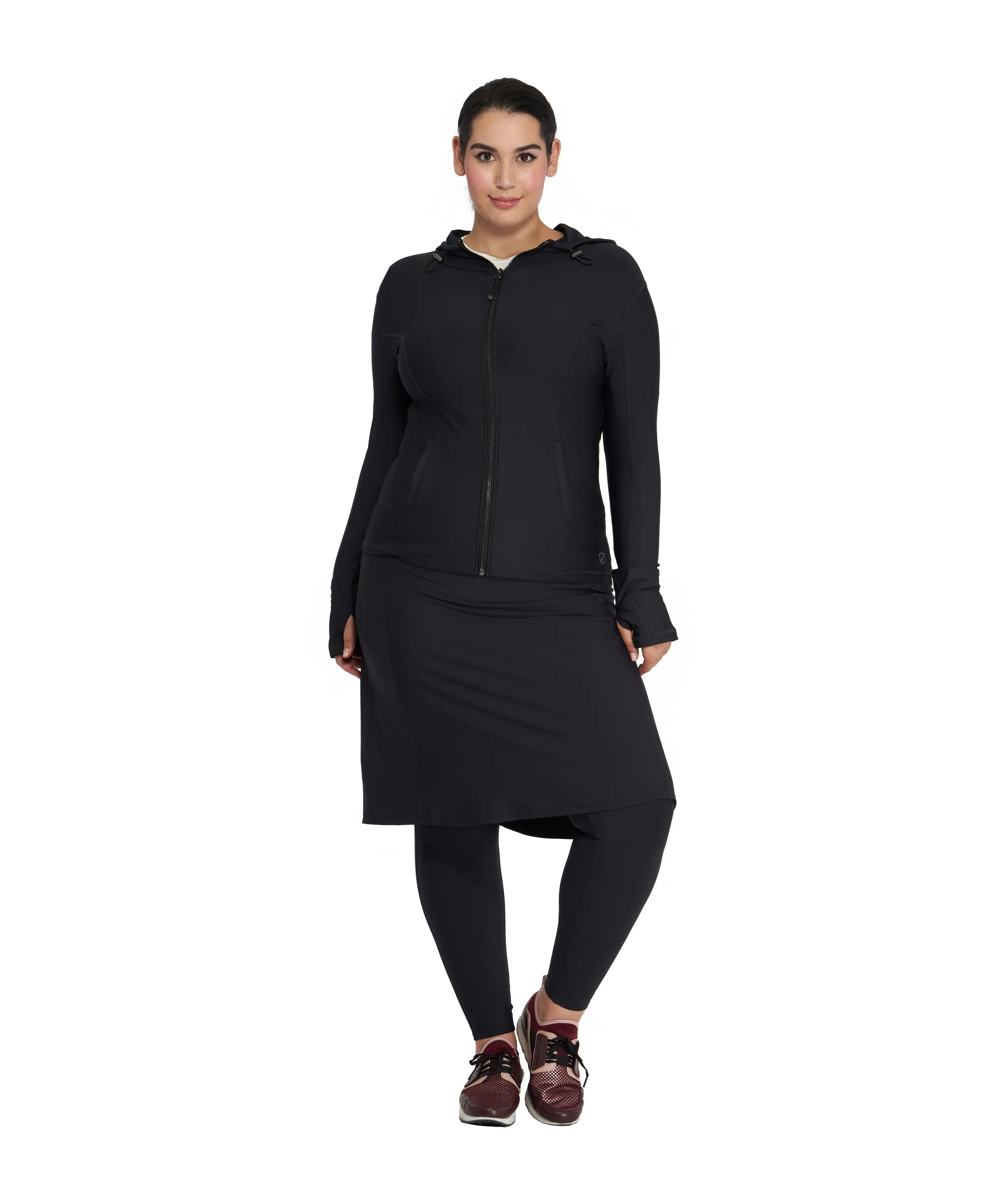 Activewear Aline Skirt Attached to Leggings, Black