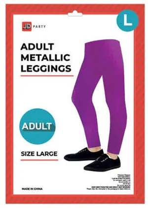 Adult Purple Metallic Leggings - Large