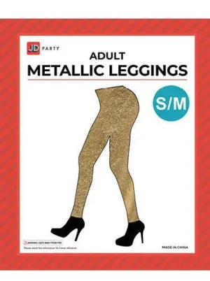 Adults Gold Metallic Leggings - S/M