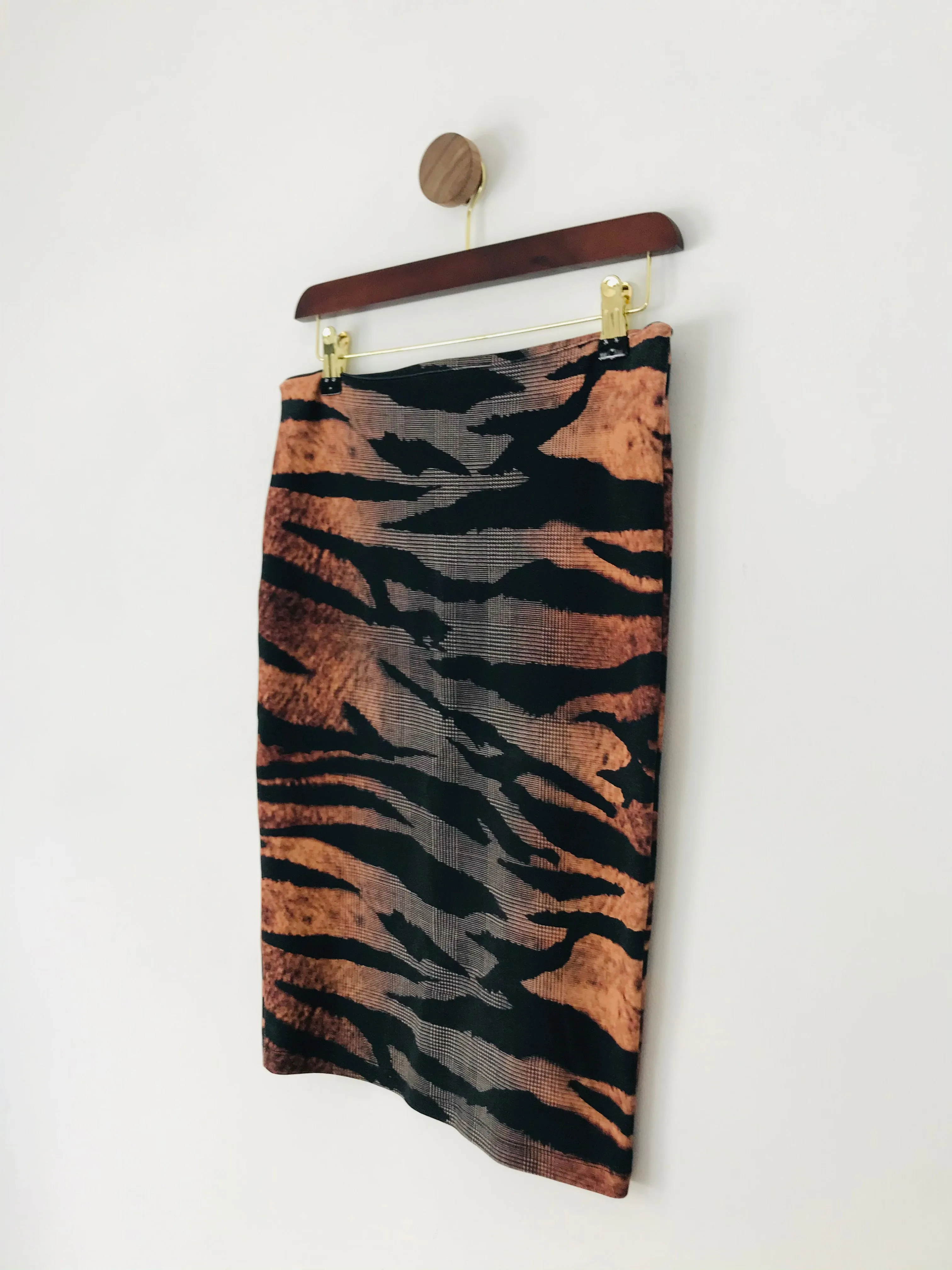 Alexander McQueen Women’s Tiger Print Pencil Skirt | M UK10-12 | Brown Black