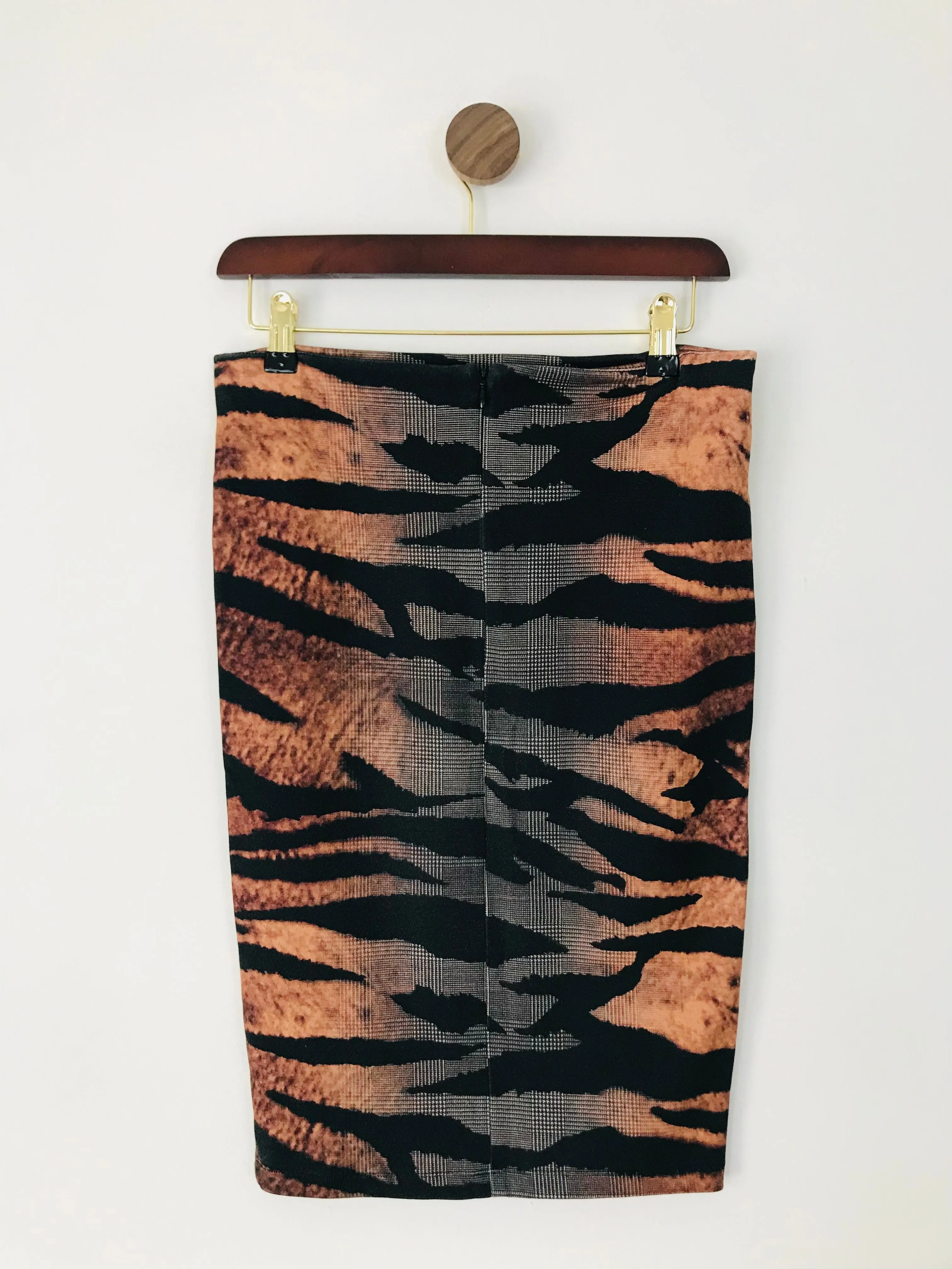 Alexander McQueen Women’s Tiger Print Pencil Skirt | M UK10-12 | Brown Black