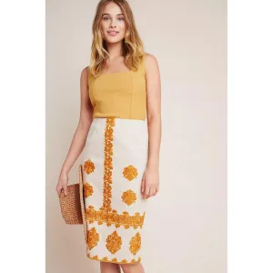 Anthropologie Verona Embroidered Pencil Skirt - Size 2