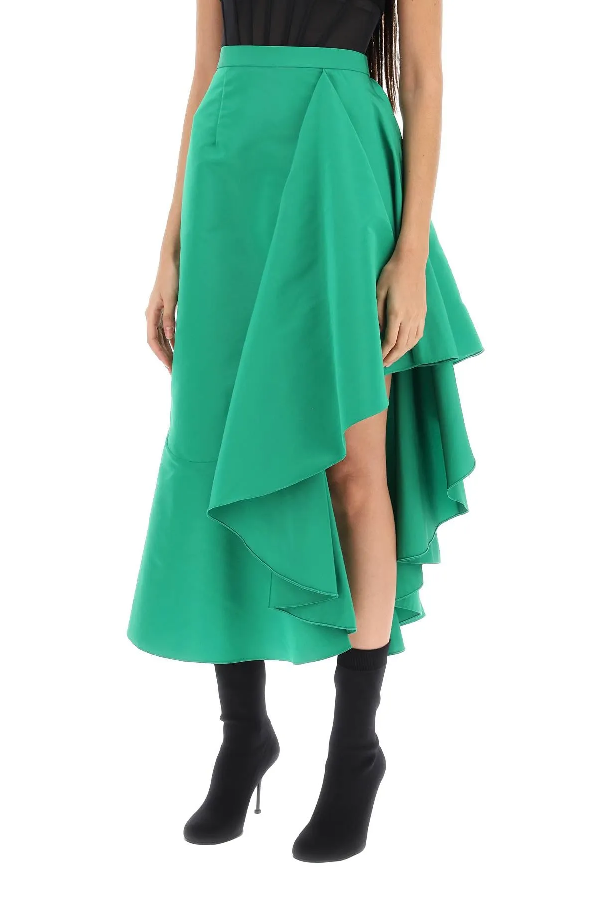 asymmetric skirt with maxi flounce