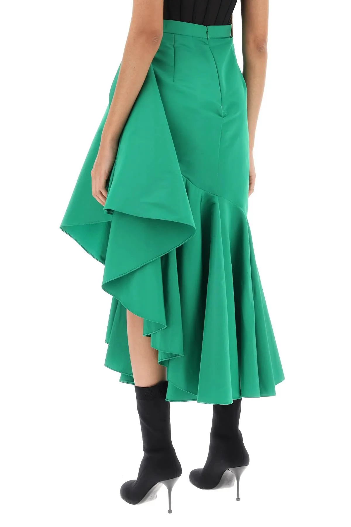 asymmetric skirt with maxi flounce