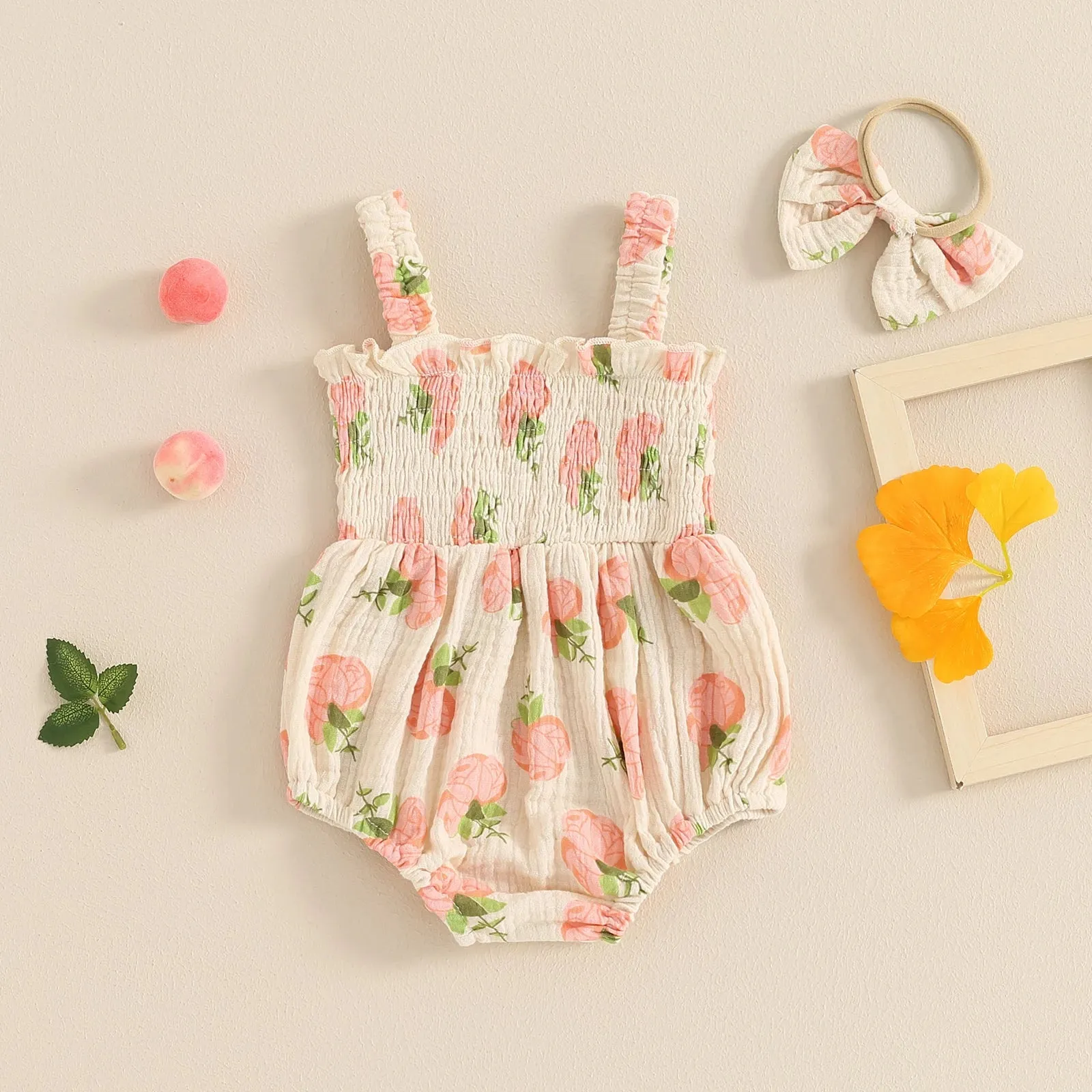 AUGUSTINA Smocked Romper with Headband