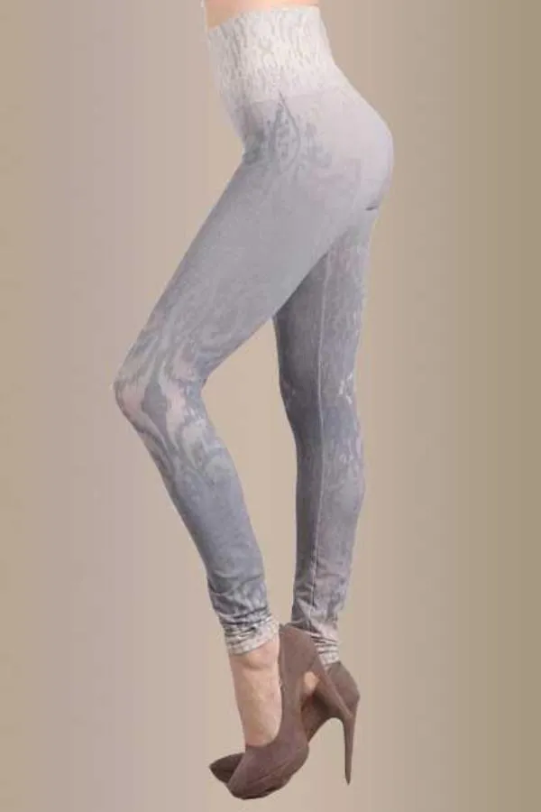 B2361USAL Blue Grey Burnout Swirl Leggings