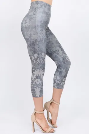 B4291H Capri/Short High Waist Leggings with Pressed Flowers Sublimation Print