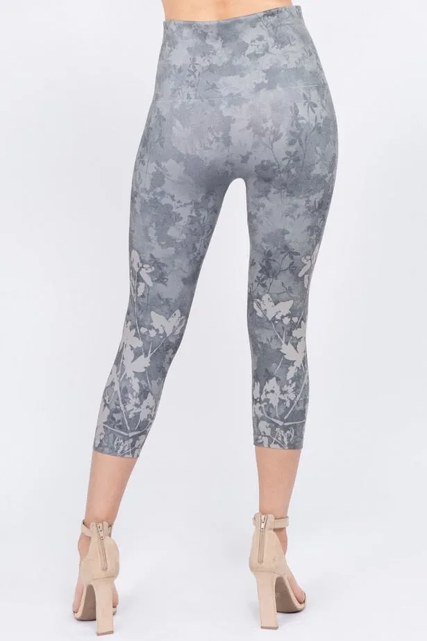 B4291H Capri/Short High Waist Leggings with Pressed Flowers Sublimation Print