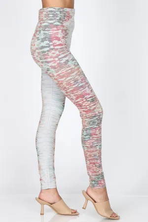 B4292DM High Waist Full Length Legging Engineered Abstract