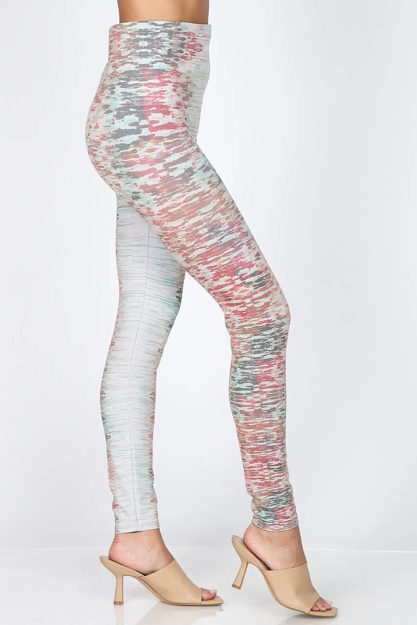 B4292DM High Waist Full Length Legging Engineered Abstract