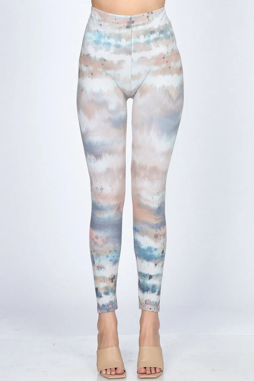 B4292DP High Waist Full Length Legging Artistic Abstract