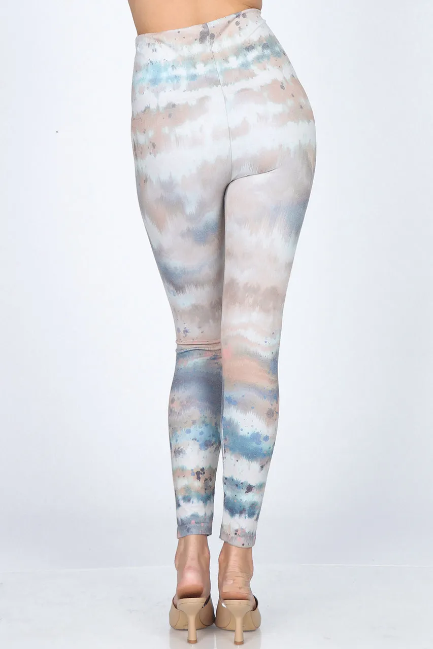 B4292DP High Waist Full Length Legging Artistic Abstract