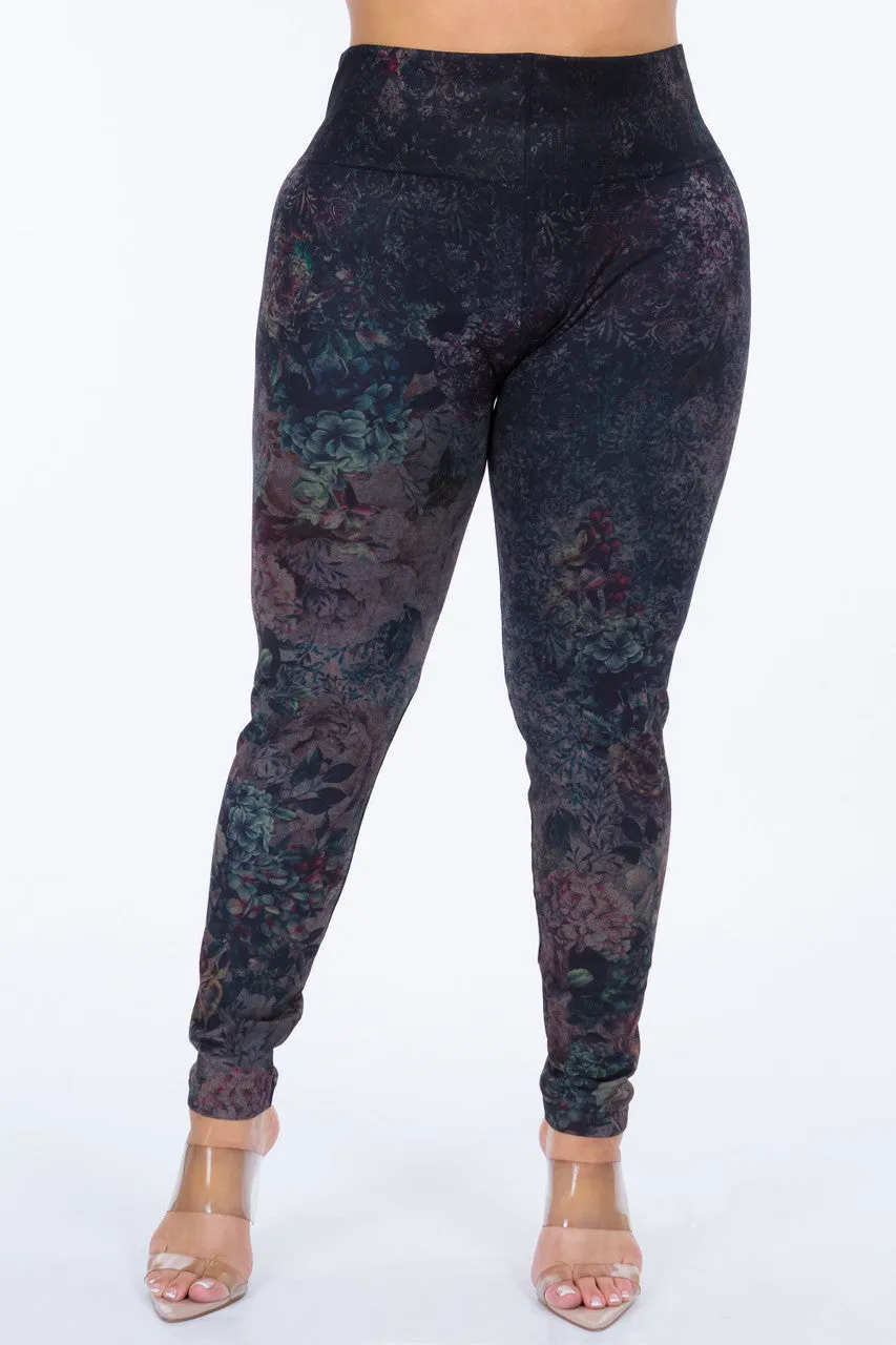 B4292FB High Waist Sublimation Full Length Rose Legging