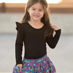 Baby Little Girls Flutter Long Sleeve Pullover