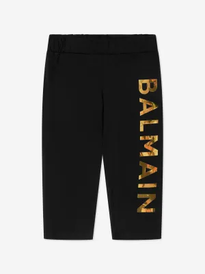 Balmain Girls Logo Print Leggings in Black