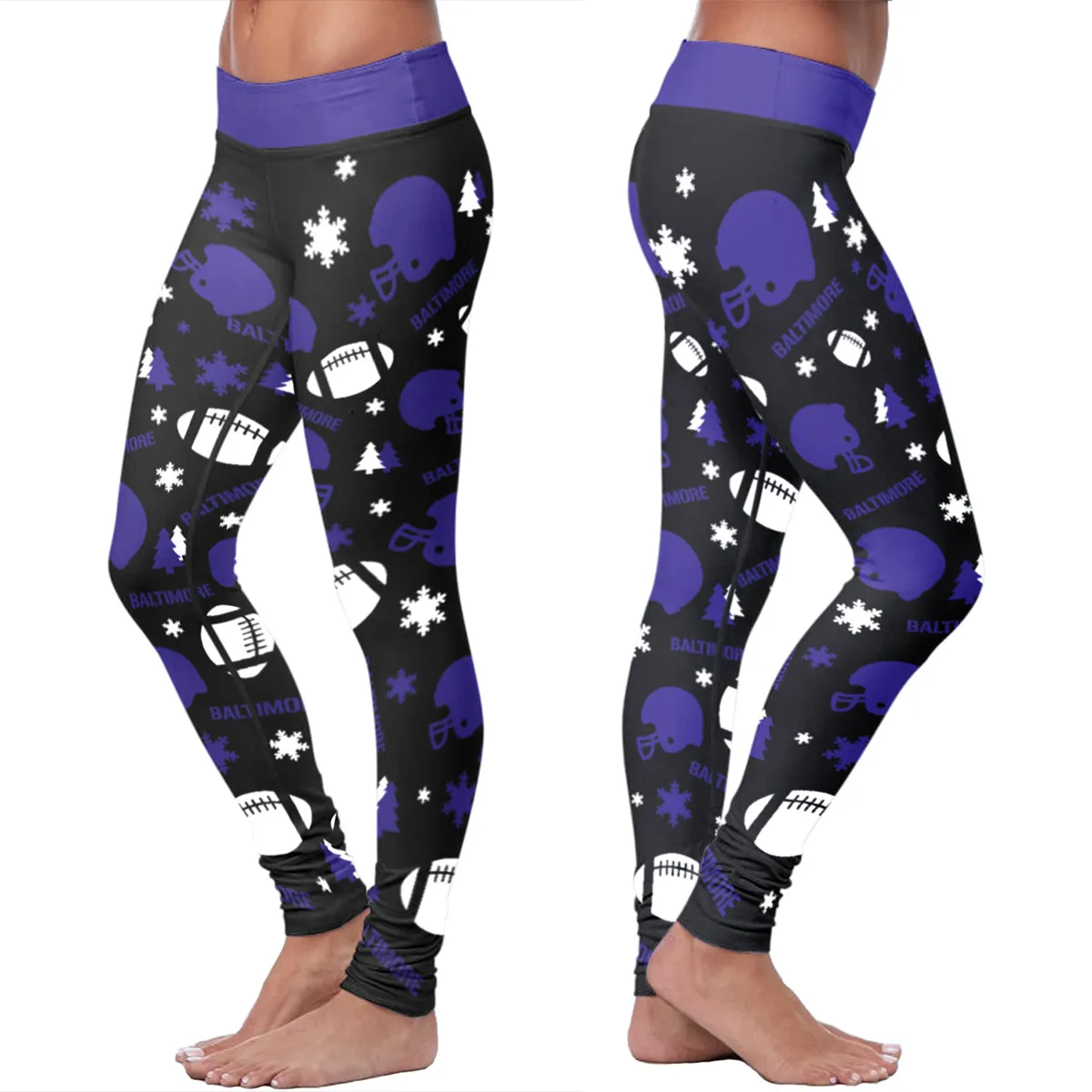 Baltimore Ugly Christmas Random Football Leggings