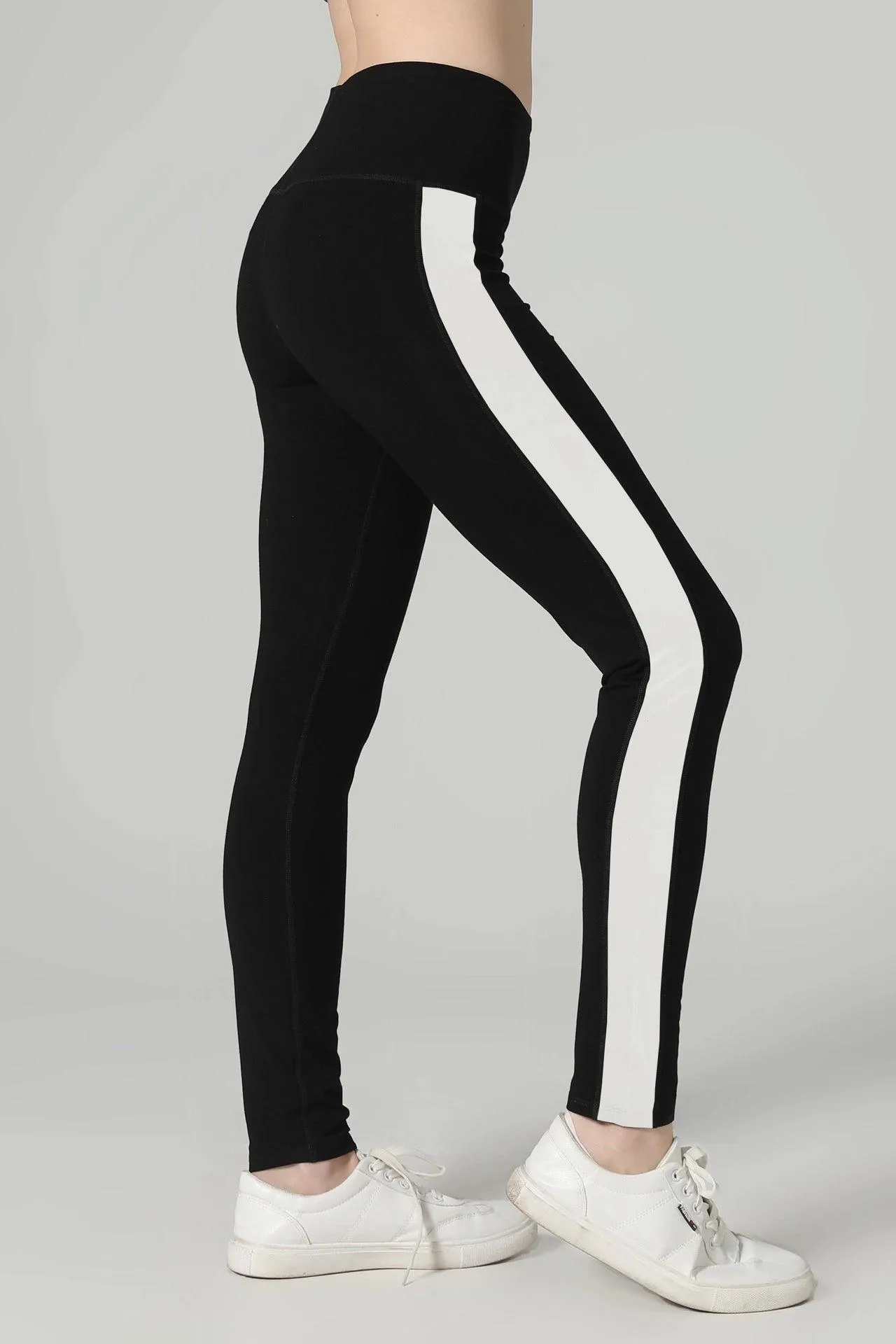 Bamboo High Rise Contrast Stripe Leggings