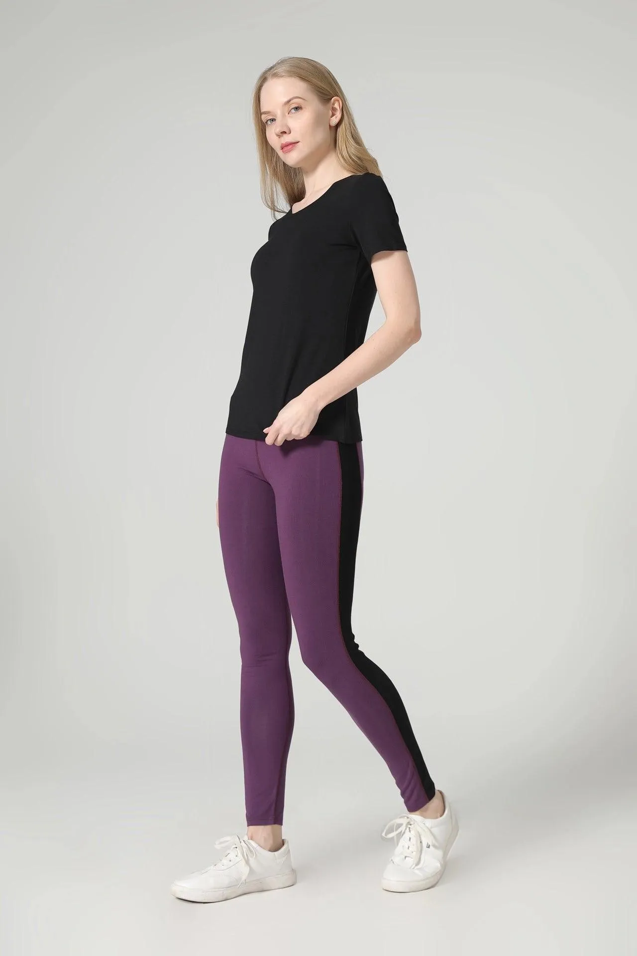 Bamboo High Rise Contrast Stripe Leggings