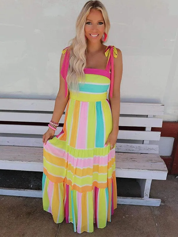 Beachy Striped Maxi Dress