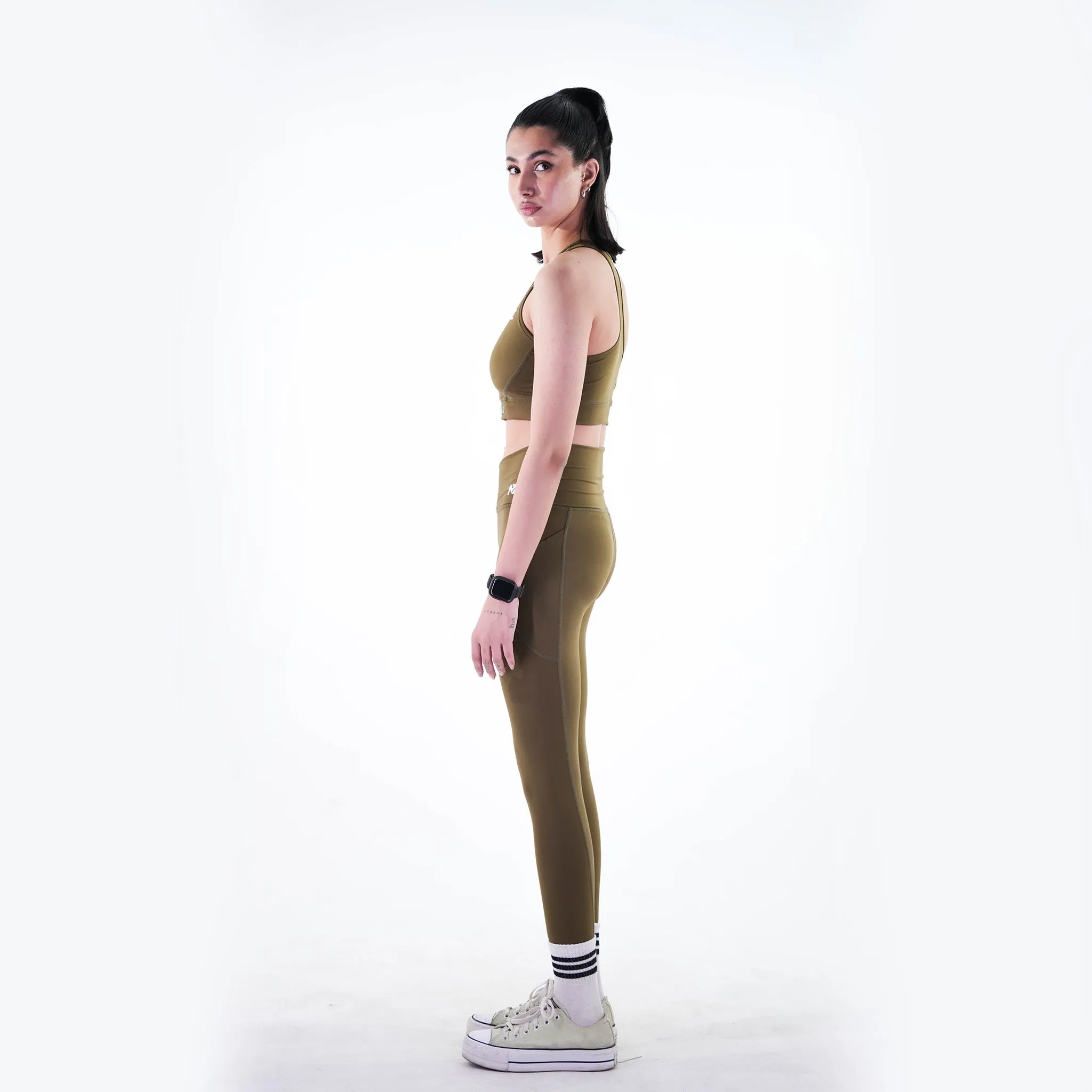 Belt Blend Leggings Olive Green