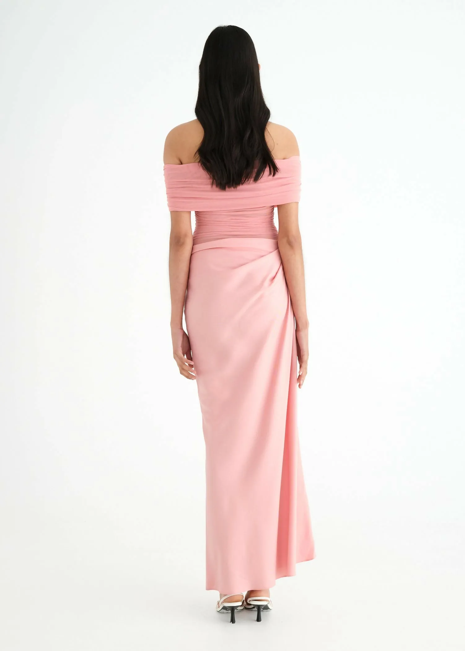 Benni Nico off Shoulder Maxi Dress Candy Floss Size 6,8