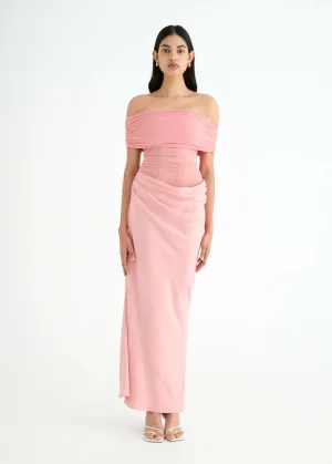 Benni Nico off Shoulder Maxi Dress Candy Floss Size 6,8