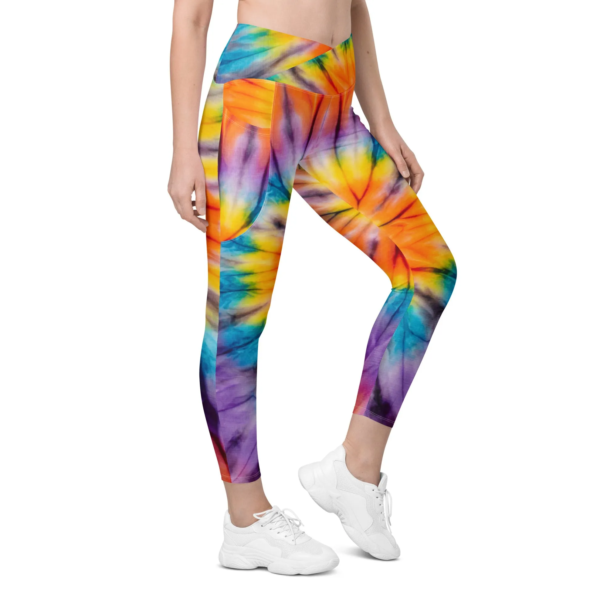 Best Tye-Dye Crossover Leggings with Pockets, lioness-love