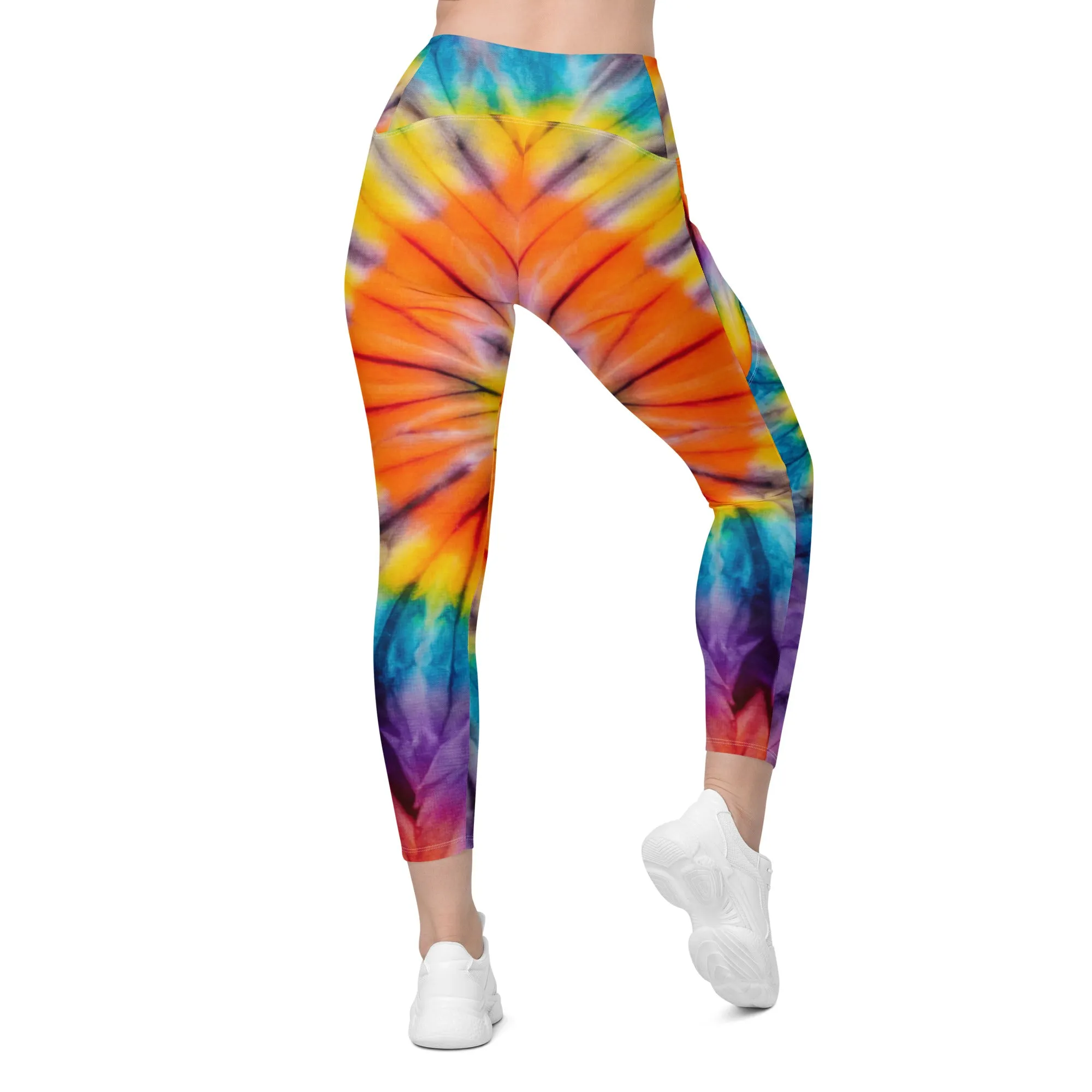 Best Tye-Dye Crossover Leggings with Pockets, lioness-love