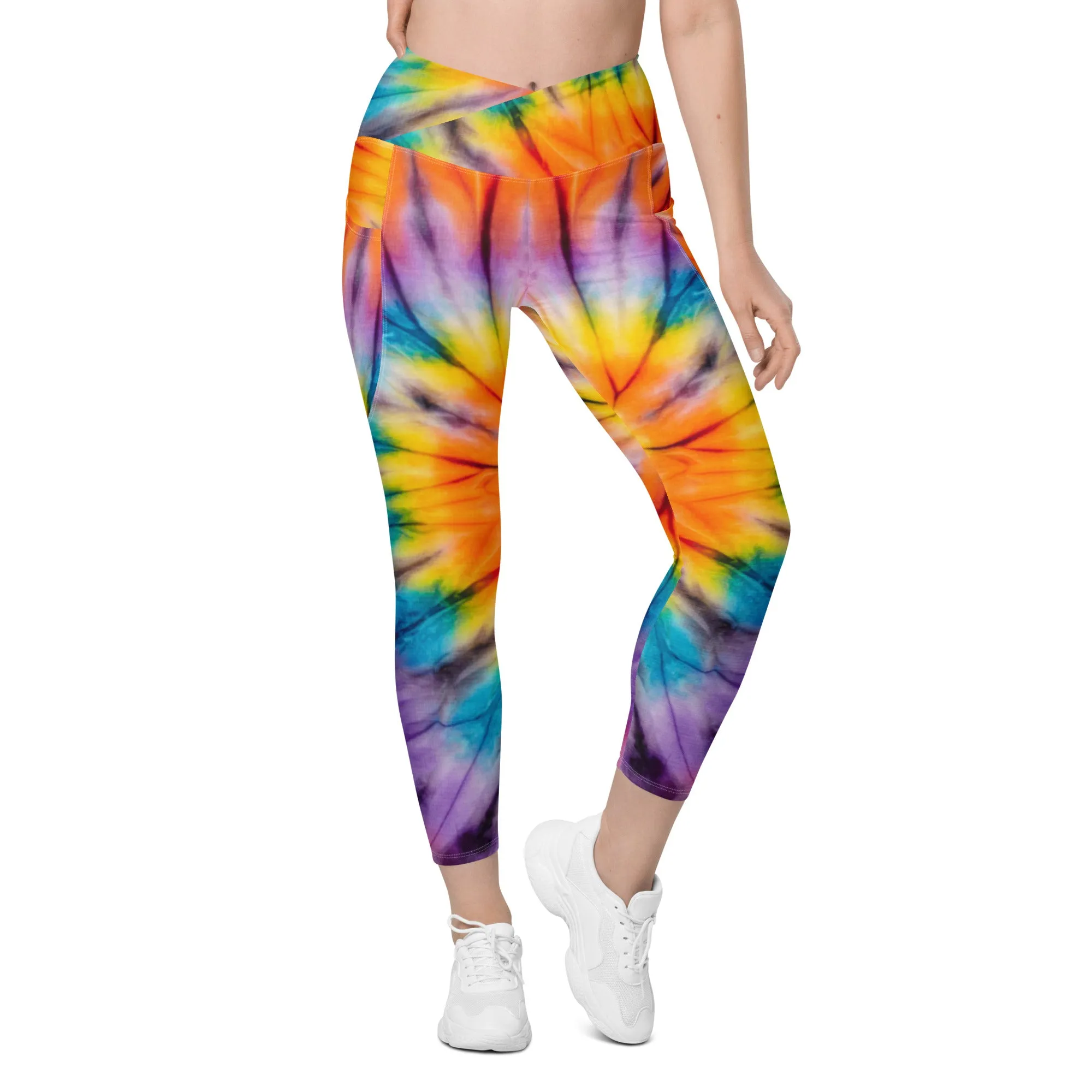 Best Tye-Dye Crossover Leggings with Pockets, lioness-love