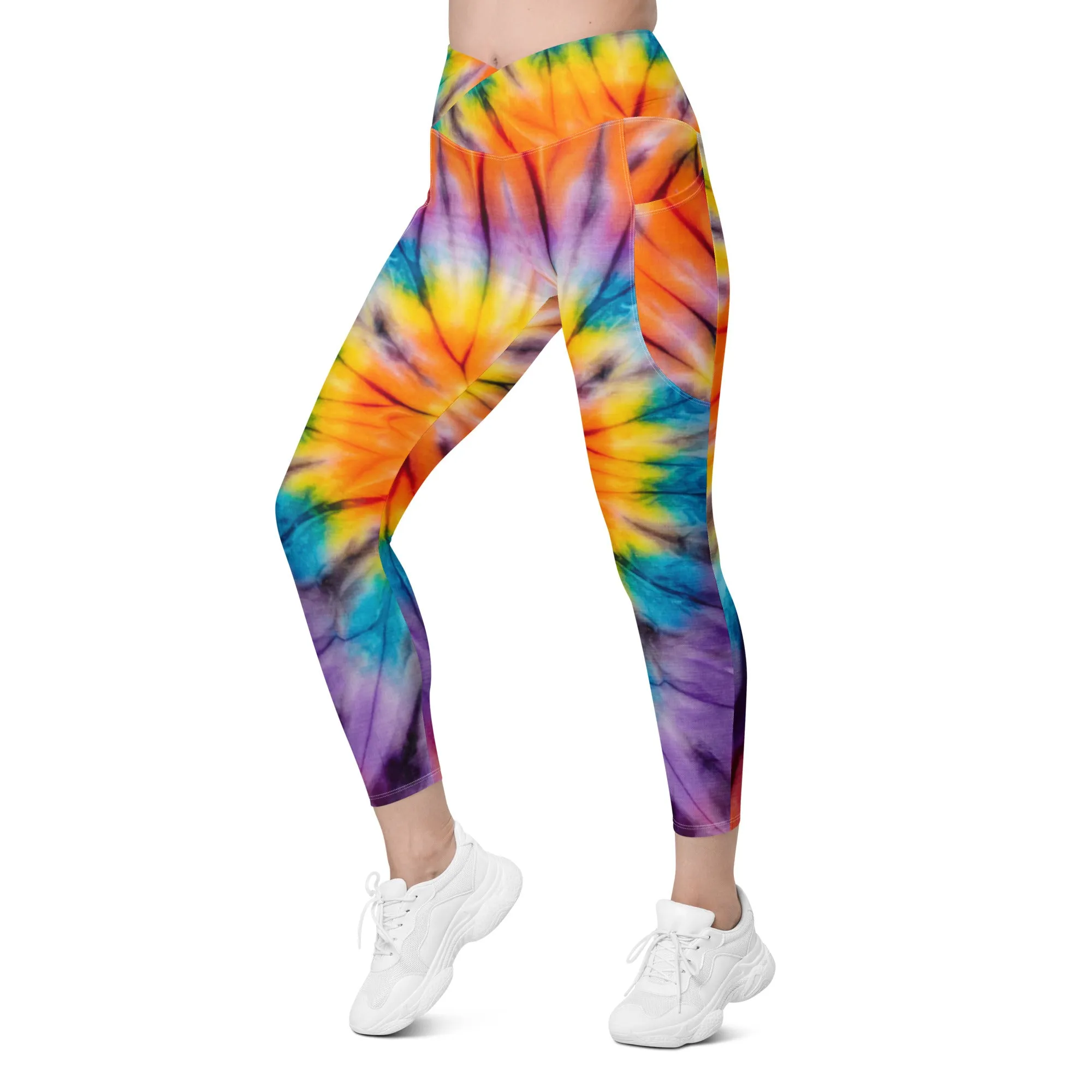 Best Tye-Dye Crossover Leggings with Pockets, lioness-love