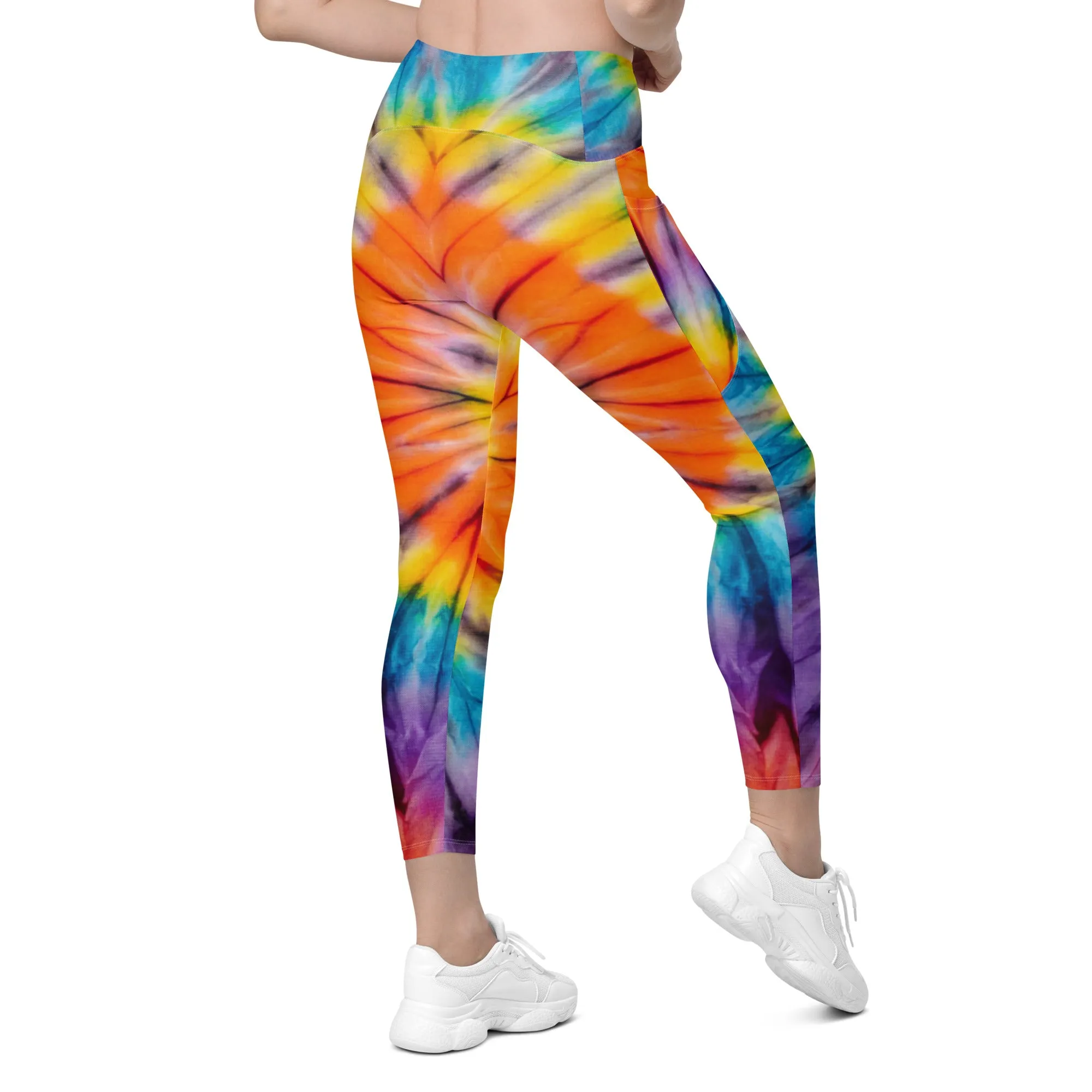 Best Tye-Dye Crossover Leggings with Pockets, lioness-love