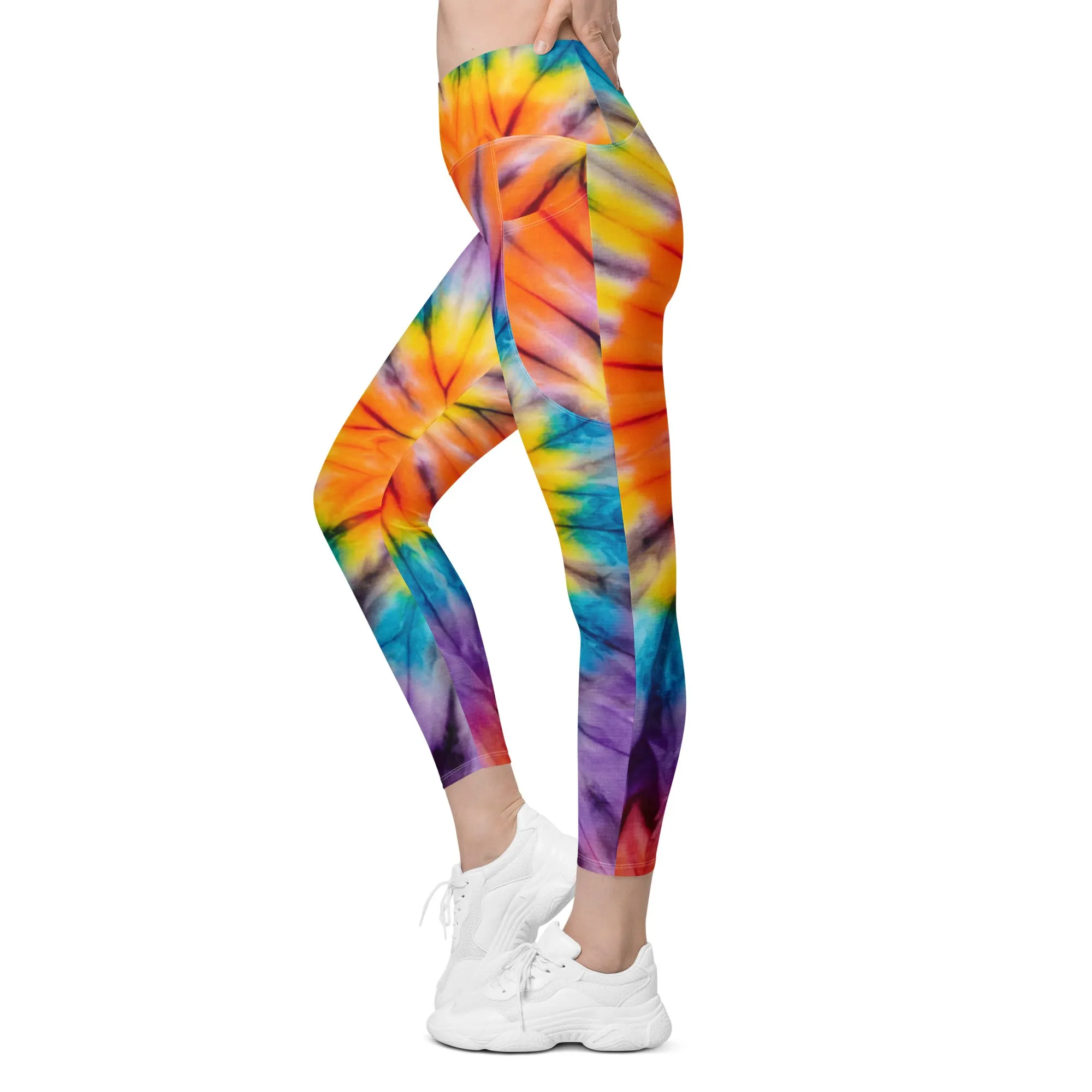 Best Tye-Dye Crossover Leggings with Pockets, lioness-love